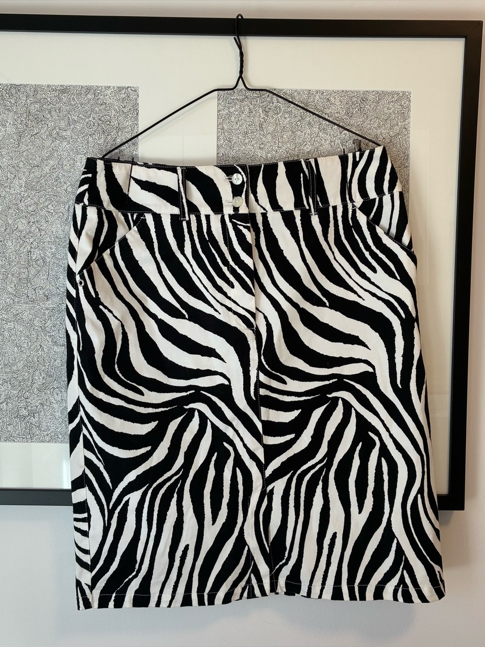 Luisa Cerano Black & White Zebra Print Skirt